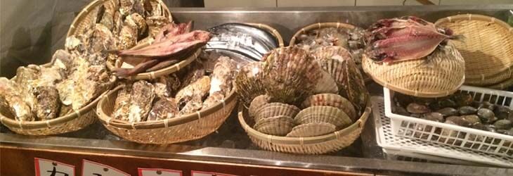 新鮮な牡蠣やホタテ、ハマグリ